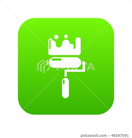 Roll brush icon green vector Roll brush icon green vector 46897091