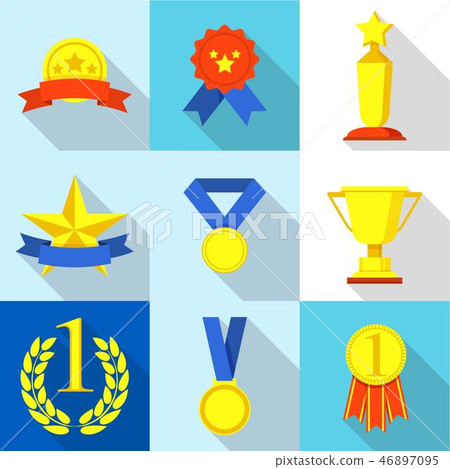 Star award icons set, flat style Star award icons set, flat style 46897095