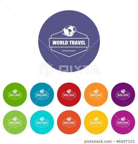 World travel icons set vector color World travel icons set vector color 46897103