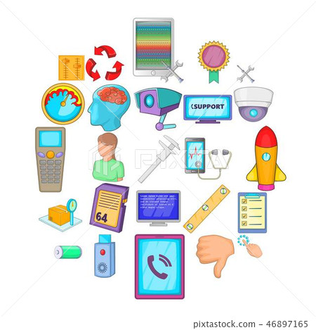 Remote support icons set, cartoon style 46897165