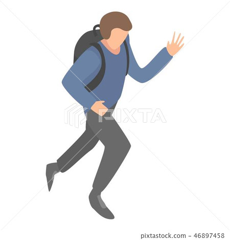 Migrant man running icon, isometric style Migrant man running icon, isometric style 46897458