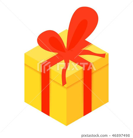 Yellow xmas gift box icon, isometric style Yellow xmas gift box icon, isometric style 46897498