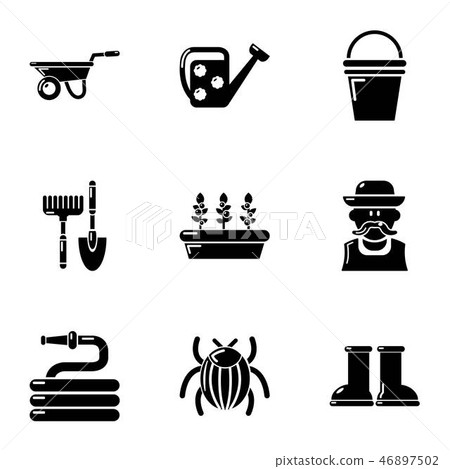Large garden icons set, simple style Large garden icons set, simple style 46897502
