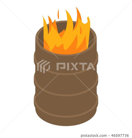 Fire burning in barrel icon, isometric style 46897736