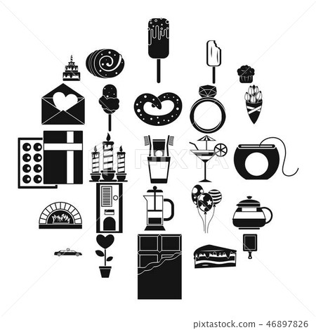 Honeyed icons set, simple style Honeyed icons set, simple style 46897826