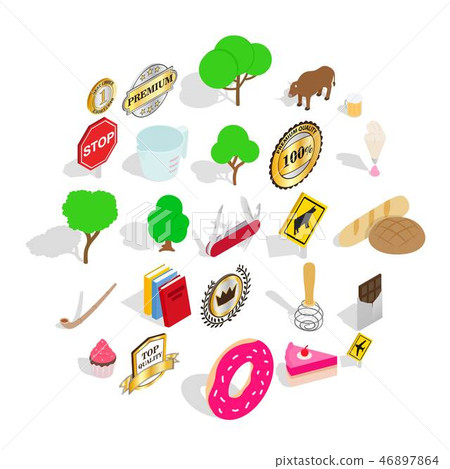 Swiss man icons set, isometric style Swiss man icons set, isometric style 46897864