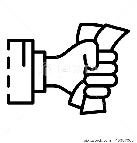 Hand bribery banknote icon, outline style Hand bribery banknote icon, outline style 46897866