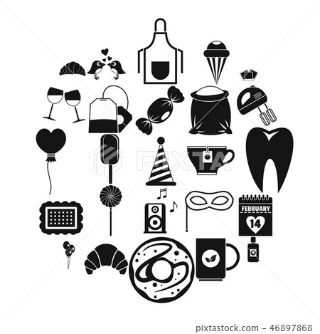 Sweet food icons set, simple style Sweet food icons set, simple style 46897868