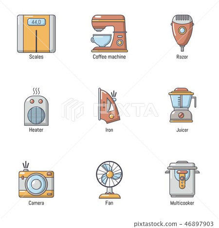 Retro memory icons set, flat style Retro memory icons set, flat style 46897903