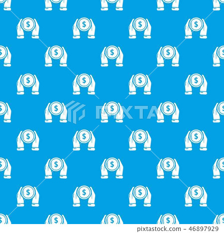 Hand coin pattern vector seamless blue Hand coin pattern vector seamless blue 46897929