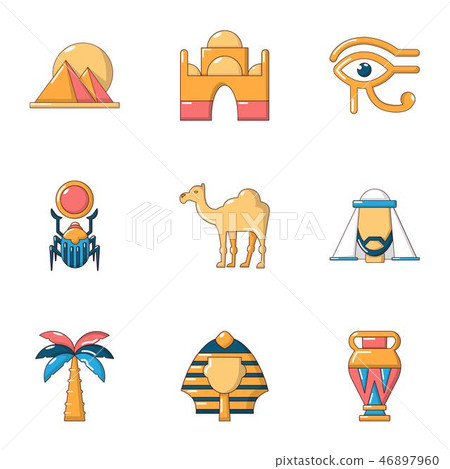 Egypt size icons set, flat style 46897960