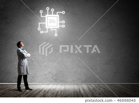 Doctor and processor icon 46898048