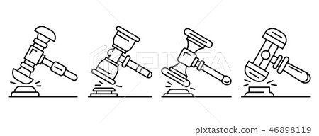 Judge hammer icon set, outline style Judge hammer icon set, outline style 46898119