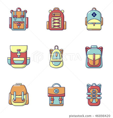 Rucksack icons set, flat style - Stock Illustration [46898420] - PIXTA