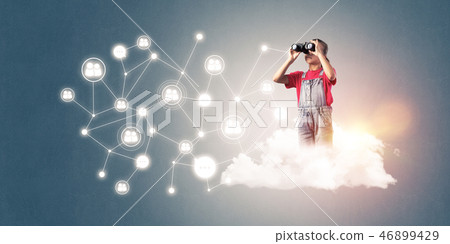 Idea of children Internet communication or online playing and pa Idea of children Internet communication or online playing and pa 46899429