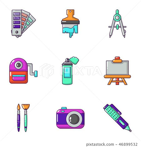Color coating icons set, cartoon style Color coating icons set, cartoon style 46899532