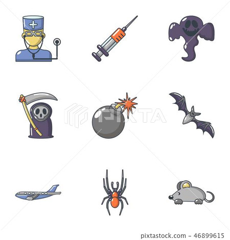Deadly business icons set, cartoon style 46899615