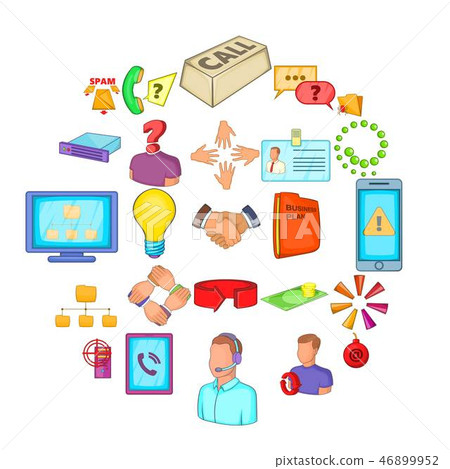 Approximate income icons set, cartoon style Approximate income icons set, cartoon style 46899952
