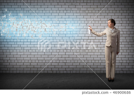 Woman using spray 46900686