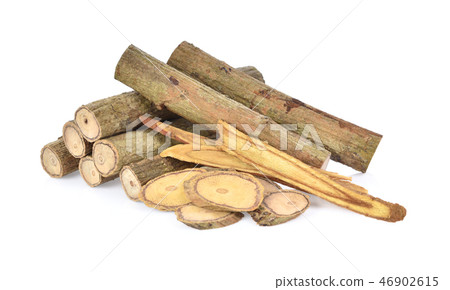 Slice Licorice roots on white background Slice Licorice roots on white background 46902615