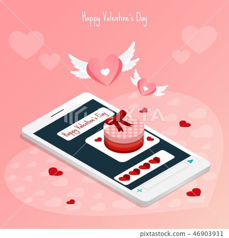 Happy Valentine S Day Love Message Chat Heart Wing Stock Illustration