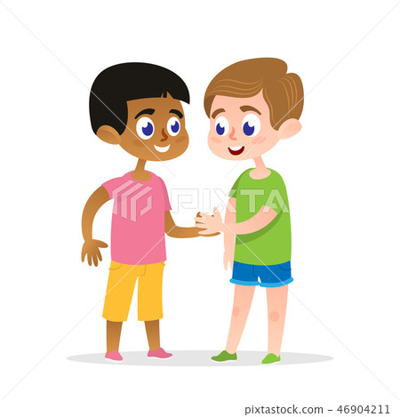 Two Happy Firends Handshake Vector Illustration. 46904211