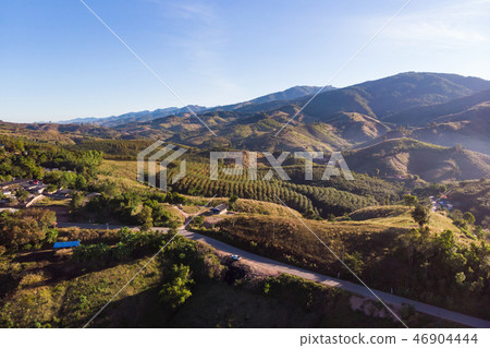 Drone shot aerial view landscape of mountain 46904444