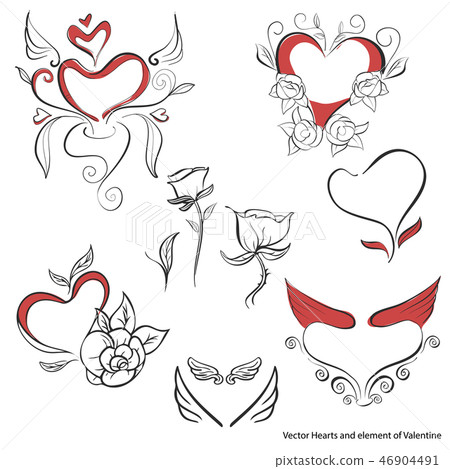Collection of hand drawn hearts shape.vector 46904491
