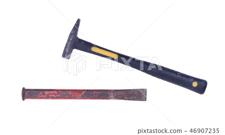 Cold chisel and hammer isolated Cold chisel and hammer isolated 46907235