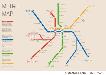 Realistic city metro map. Vector background illustration. Abst Realistic city metro map. Vector background illustration. Abst 46907526