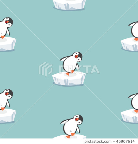 funny penguin on ice floe pattern 46907614