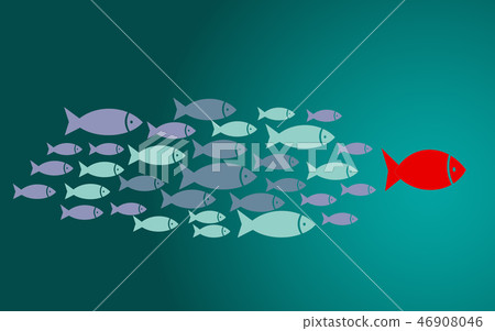 Leadership concept with small fishes group Leadership concept with small fishes group 46908046