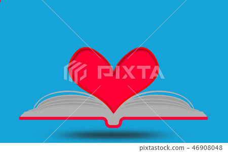 Love heart on open book Love heart on open book 46908048