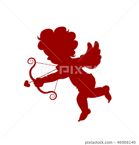 Silhouette red amour cupid baby, symbol angle. 46908140