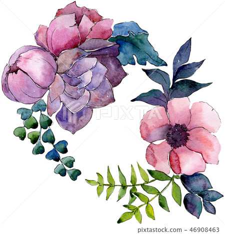 Bouquet floral botanical flowers. Watercolor background illustration set. Isolated flower Bouquet floral botanical flowers. Watercolor background illustration set. Isolated flower 46908463