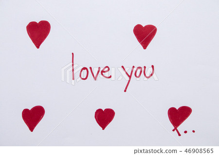 love you message card with draw red heart  46908565