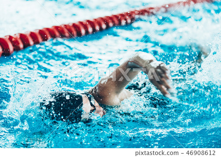 Front crawl swimmer in the pool 46908612