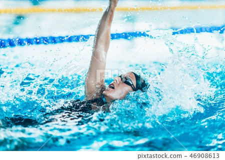 swimmer in the pool swimmer in the pool 46908613