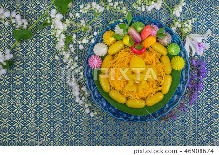 Thai Desserts (Golden sweets dish) 46908674