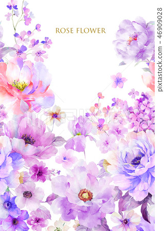 Beautiful watercolor rose and peony flower Beautiful watercolor rose and peony flower 46909028