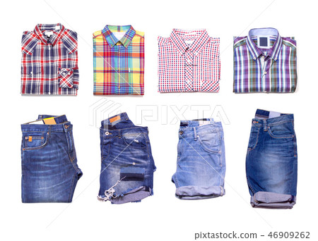 Jeans and classic men's shirts isolated 46909262