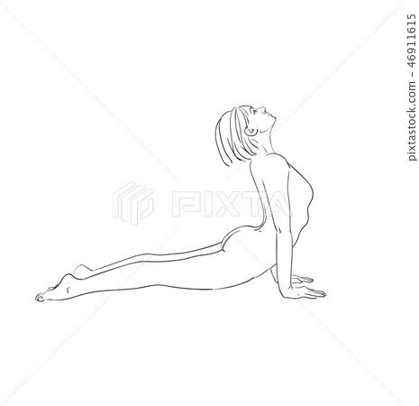 beautiful woman doing yoga sketch, black on white 46911615