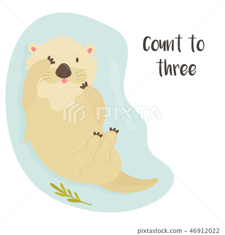 Cute funny otter floating in river and funny text Cute funny otter floating in river and funny text 46912022