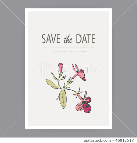 Botanical fuchsia wedding invitation card design 46912517