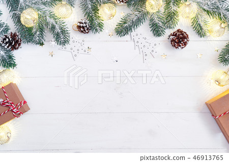 Christmas border isolated on white,  46913765