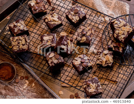 almond brownies on tray almond brownies on tray 46913840