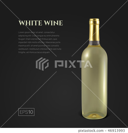 Photorealistic bottle of white wine on a black background Photorealistic bottle of white wine on a black background 46913993