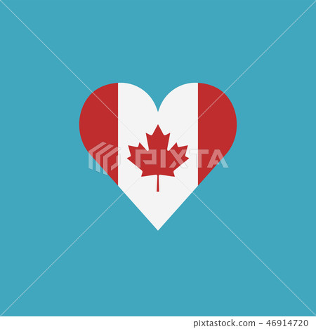 Canada flag icon in a heart shape in flat design 46914720