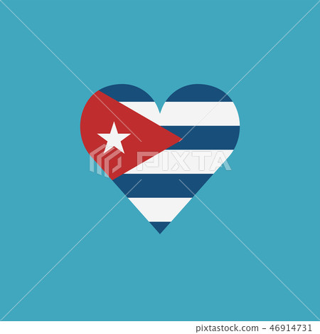 Cuba flag icon in a heart shape in flat design Cuba flag icon in a heart shape in flat design 46914731