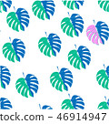 Hand Drawn Vector seamless pattern with leaves of of tropical Monstera plant ornament 46914947